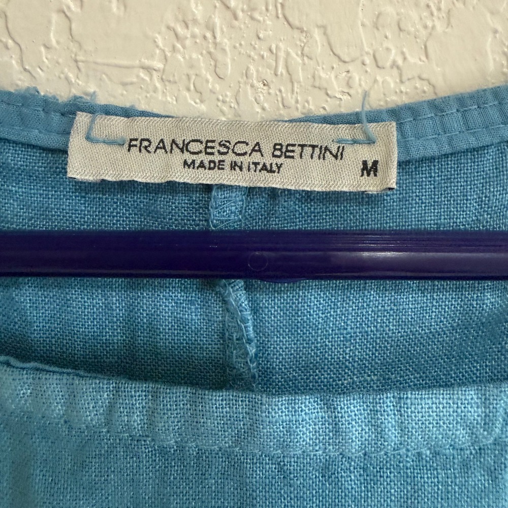 Francesca Bottini Italian Linen Ombre Maxi Dress Blue Taupe Midi Dress Size M - Picture 2 of 10